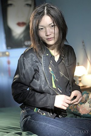 Fantastic Asian badass takes off her jacket and pulls down her panties