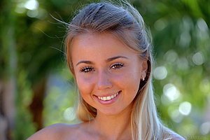 Denim skirt perky blonde gets naked after snapping some selfies