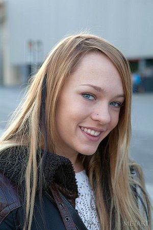 Angelic Hungarian blonde peels off her black panties to show that pussy